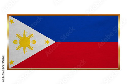 Flag of the Philippines, golden frame, textured