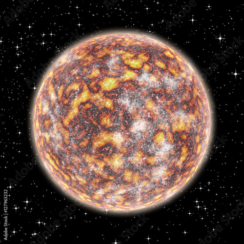 Fototapeta Naklejka Na Ścianę i Meble -  Fiery planet in space