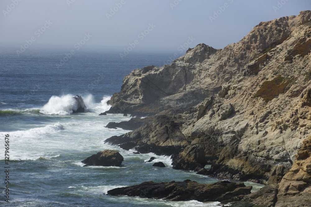Rocky piece of California coastline at Montara State, south of San Francisco near Half Moon Bay.  California.