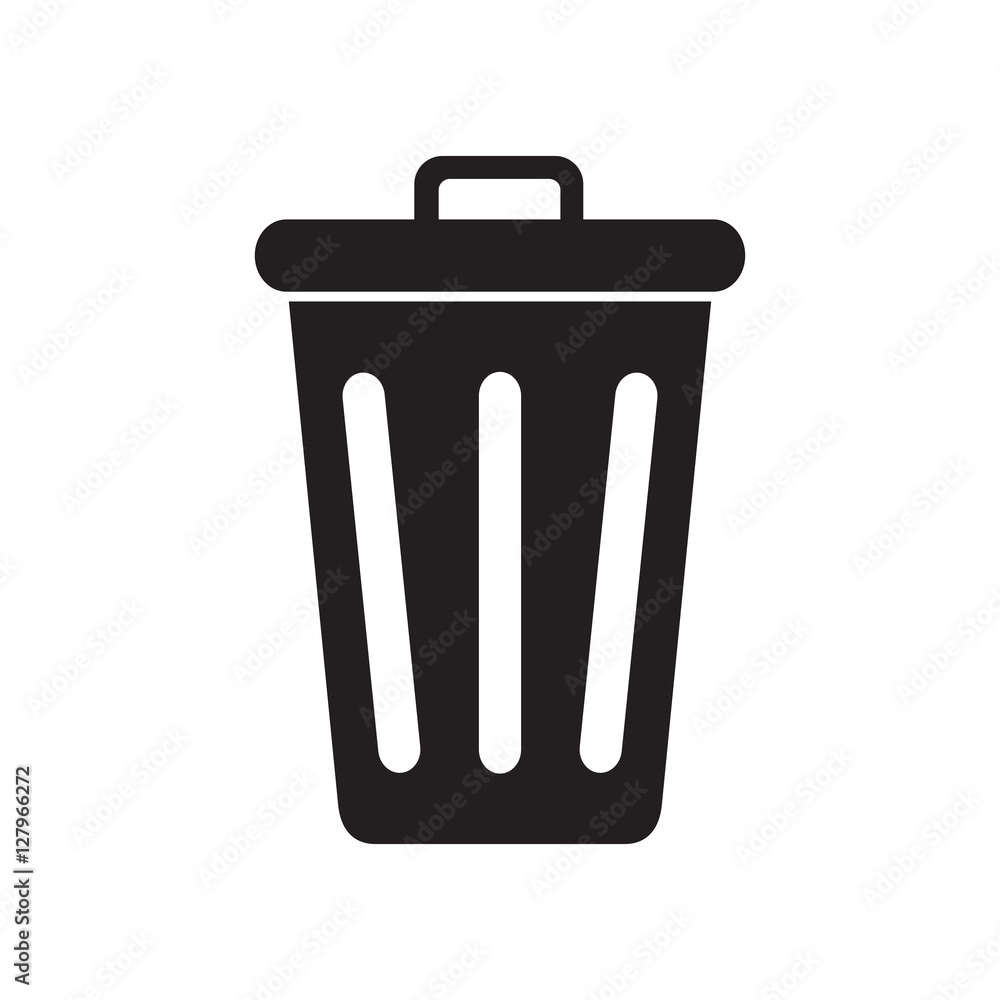 Icon closed trash can isolated on white background. Vector illustration. Icon closed trash can isolated on white background. Vector illustration.