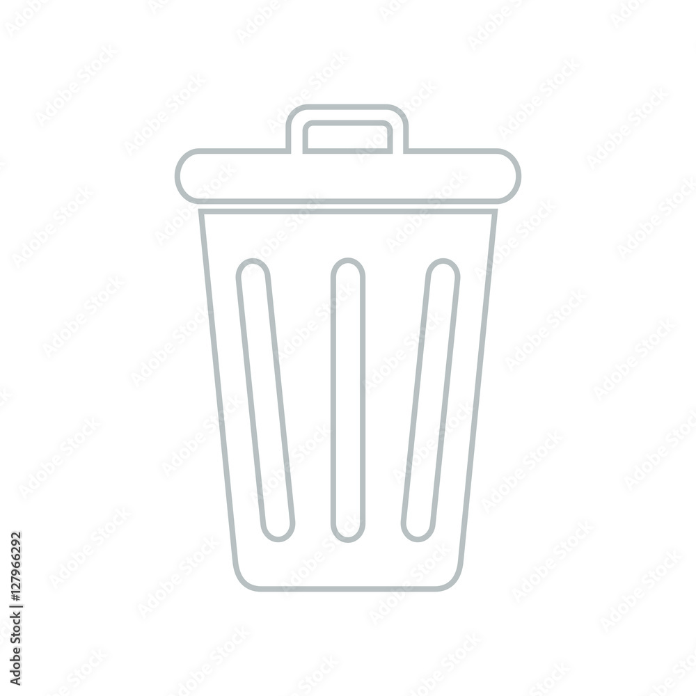Line icon closed trash can isolated on white background. Vector illustration. Line icon closed trash can isolated on white background. Vector illustration.