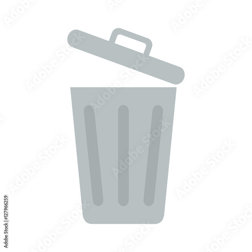 Flat icon opened trash can isolated on white background. Vector illustration.