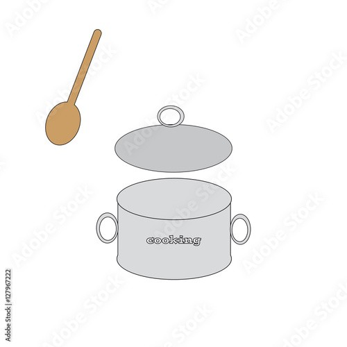 Pot with wooden spoon.