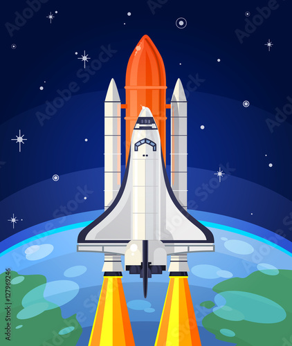 Vector illustration of a space rocket launch.