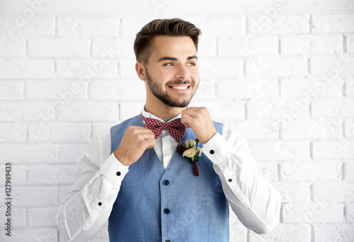 Groom getting ready on his ...