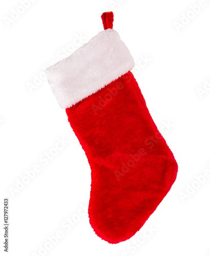 Christmas stocking on white background