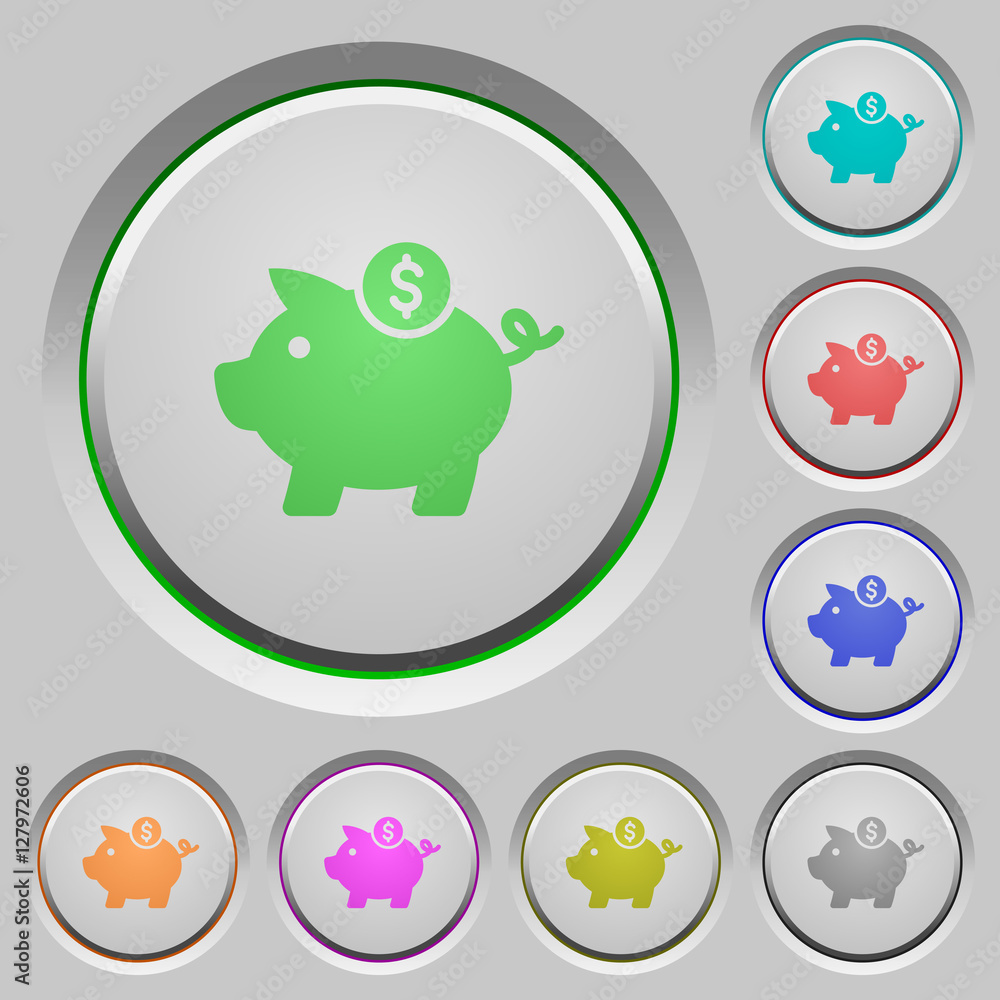 Dollar piggy bank push buttons Dollar piggy bank push buttons