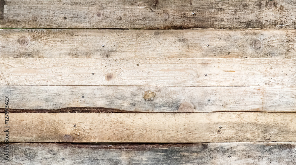 Naklejka premium blank wood sign background. rough planks with nails, texture