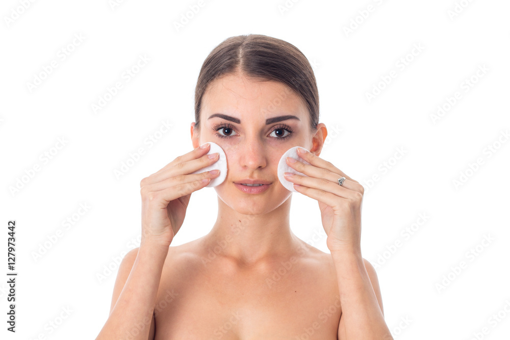 Young girl takes care her skin. Young girl takes care her skin.