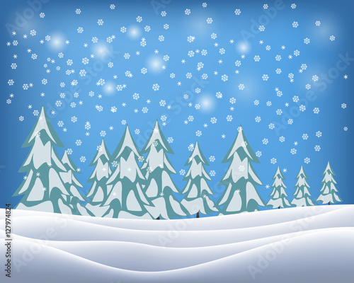 Beautiful winter landscape. Vector illustration