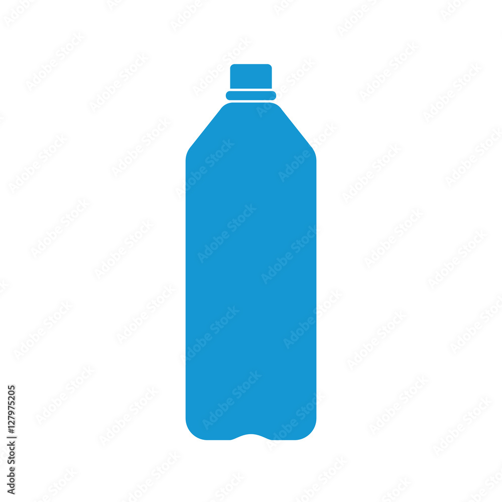 Blue Plastic bottle silhouette with water. Small bottle of water. Vector illustration Blue Plastic bottle silhouette with water. Small bottle of water. Vector illustration