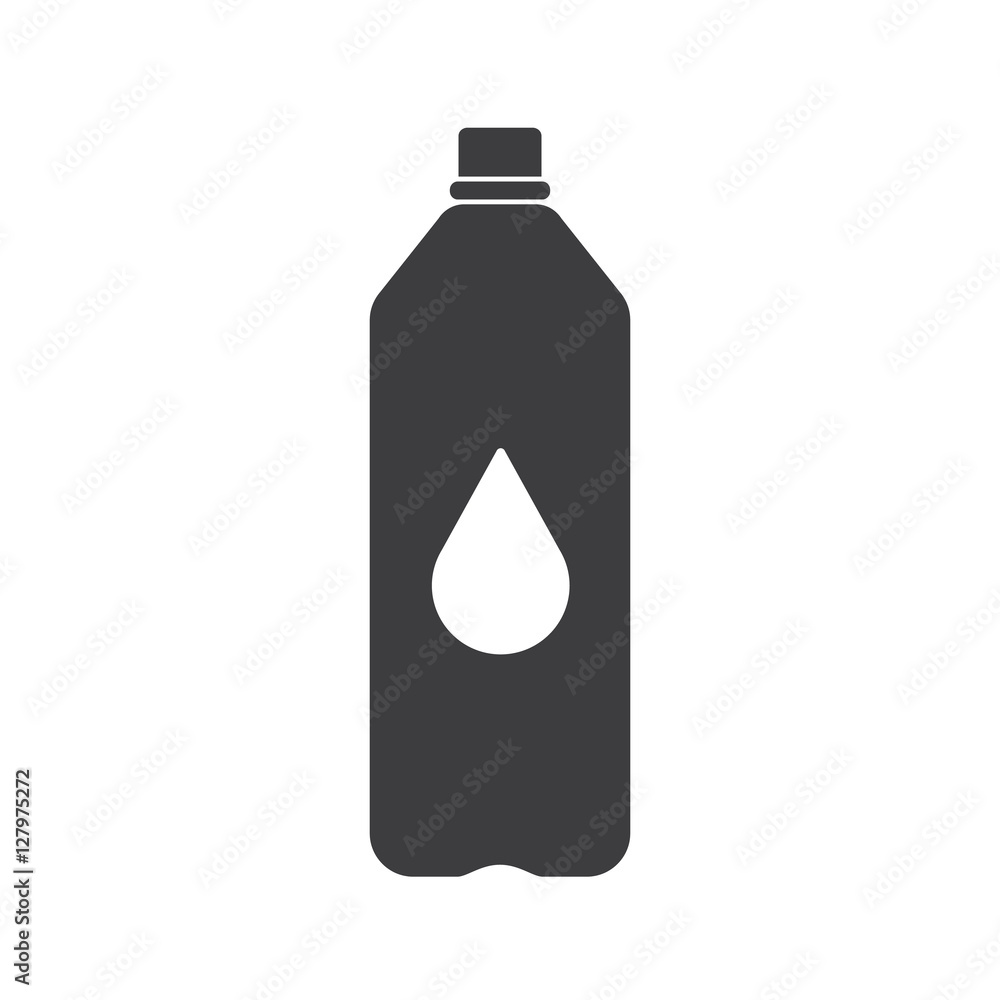 Black Plastic bottle silhouette with water. Small bottle of water. With drop. Vector illustration Black Plastic bottle silhouette with water. Small bottle of water. With drop. Vector illustration