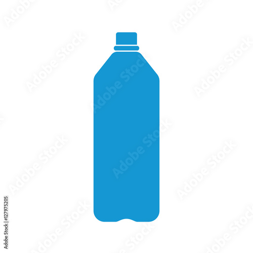 Blue Plastic bottle silhouette with water. Small bottle of water. Vector illustration