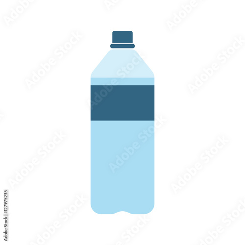 Plastic bottle with water. Small bottle of water. With label. Vector illustration