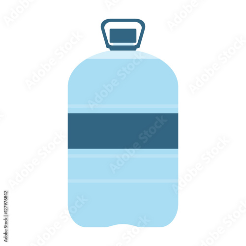 Plastic bottle with water. Big bottle of water. With label. Vector illustration