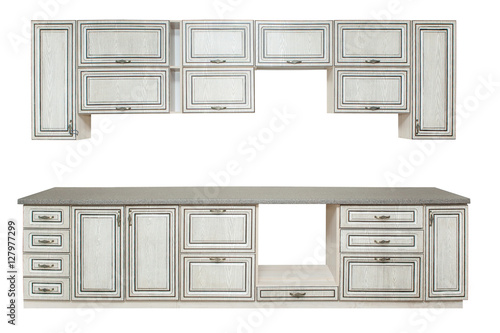 Furniture. Wooden kitchen on a white