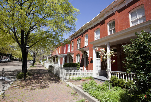 Canvas Print Row houses. Early spring. Richmond, Virginia. Horizontal.