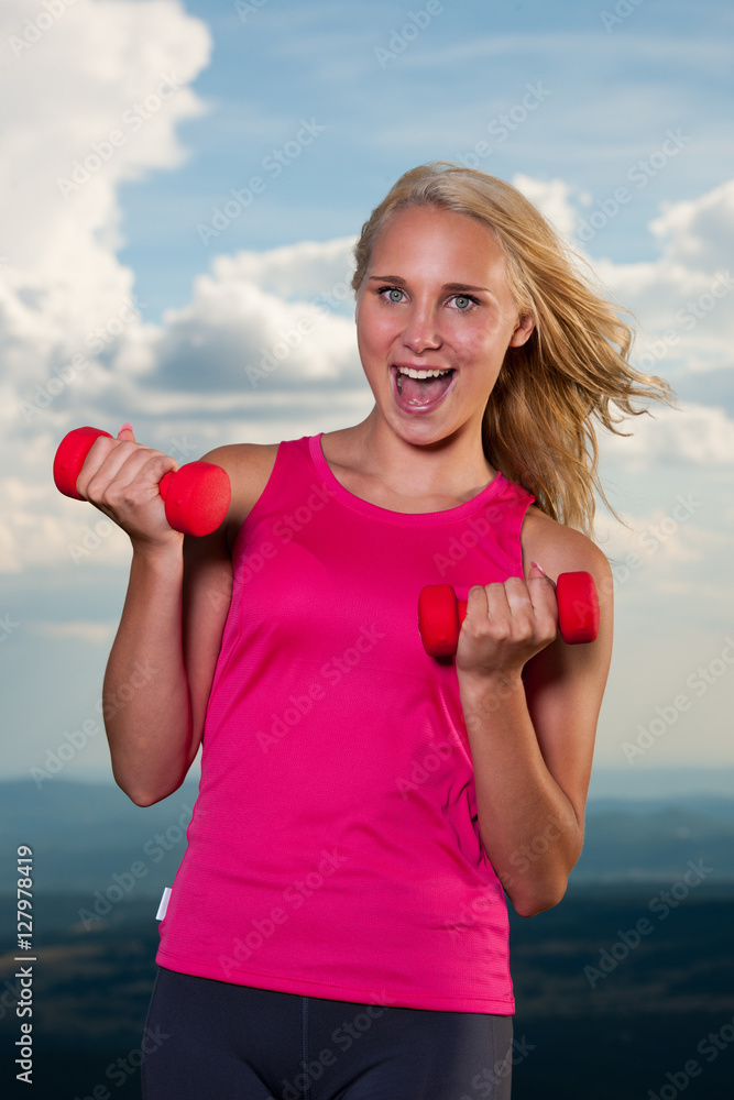 healthy lifestyle sport success - fit blond woman workout with d healthy lifestyle sport success - fit blond woman workout with d