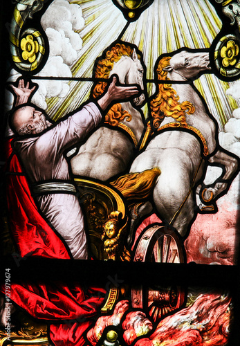 Canvas Print Elijah on the Chariot of Fire - Stained Glass