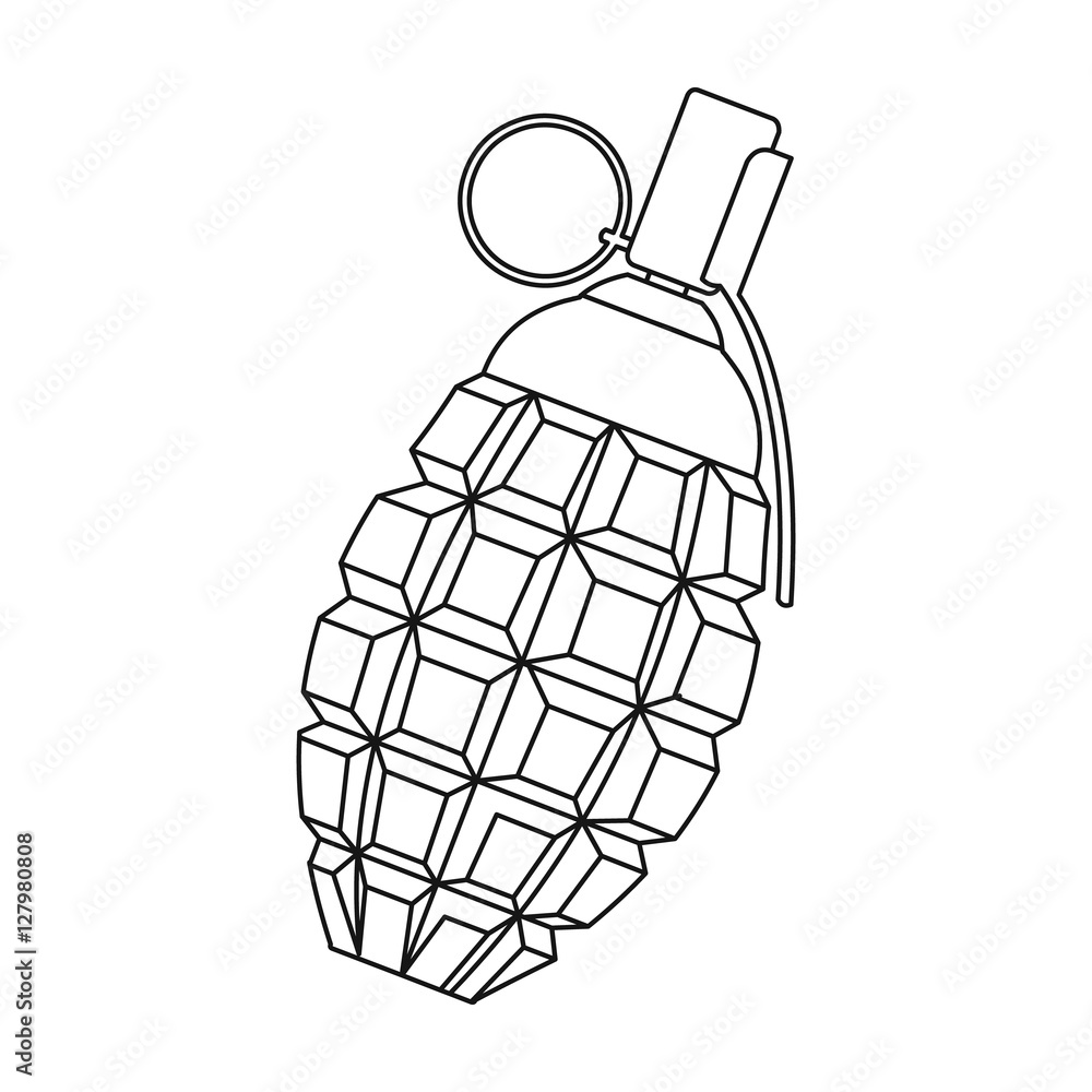Fototapeta Grenade icon outline. Single weapon icon from the big ammunition, arms set.