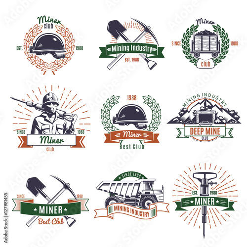 Mining Industry Emblems Set