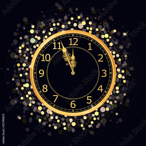 Golden New Year Clock
