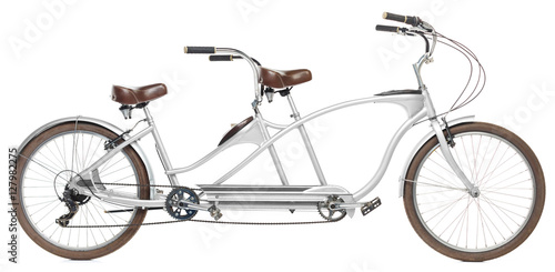 Retro styled tandem bicycle isolated on a white