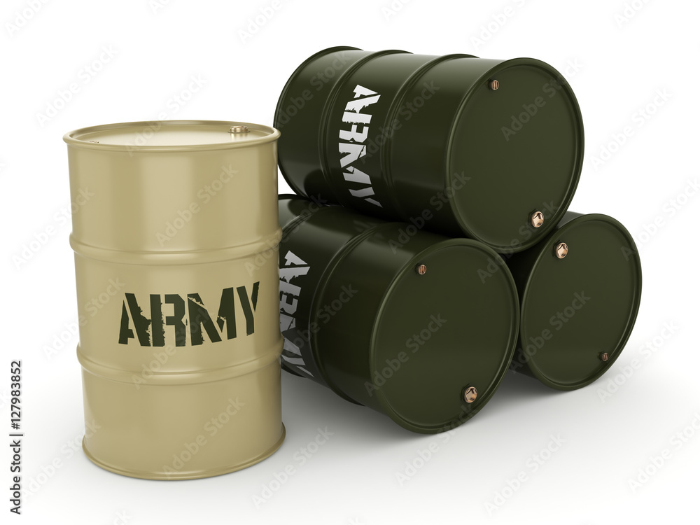 3D rendering army barrels 3D rendering army barrels