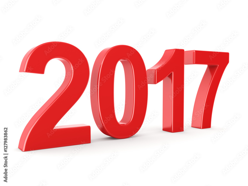 3D rendering 2017 New Year red digits 3D rendering 2017 New Year red digits