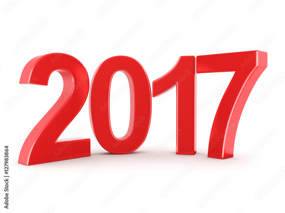 3D rendering 2017 New Year red digits 3D rendering 2017 New Year red digits