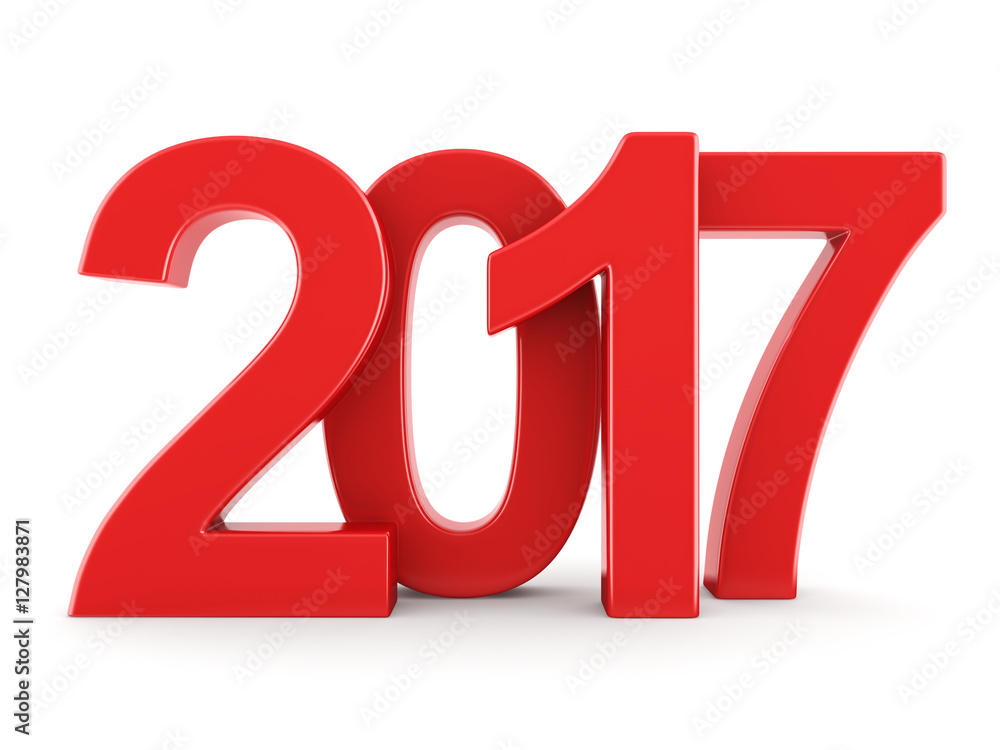 3D rendering 2017 New Year red digits 3D rendering 2017 New Year red digits