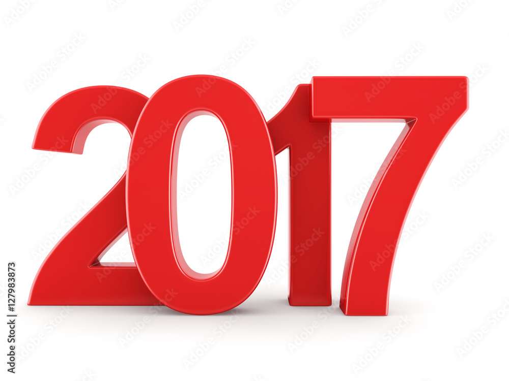 3D rendering 2017 New Year red digits 3D rendering 2017 New Year red digits
