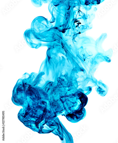 blue jetstream ink in water on a white background