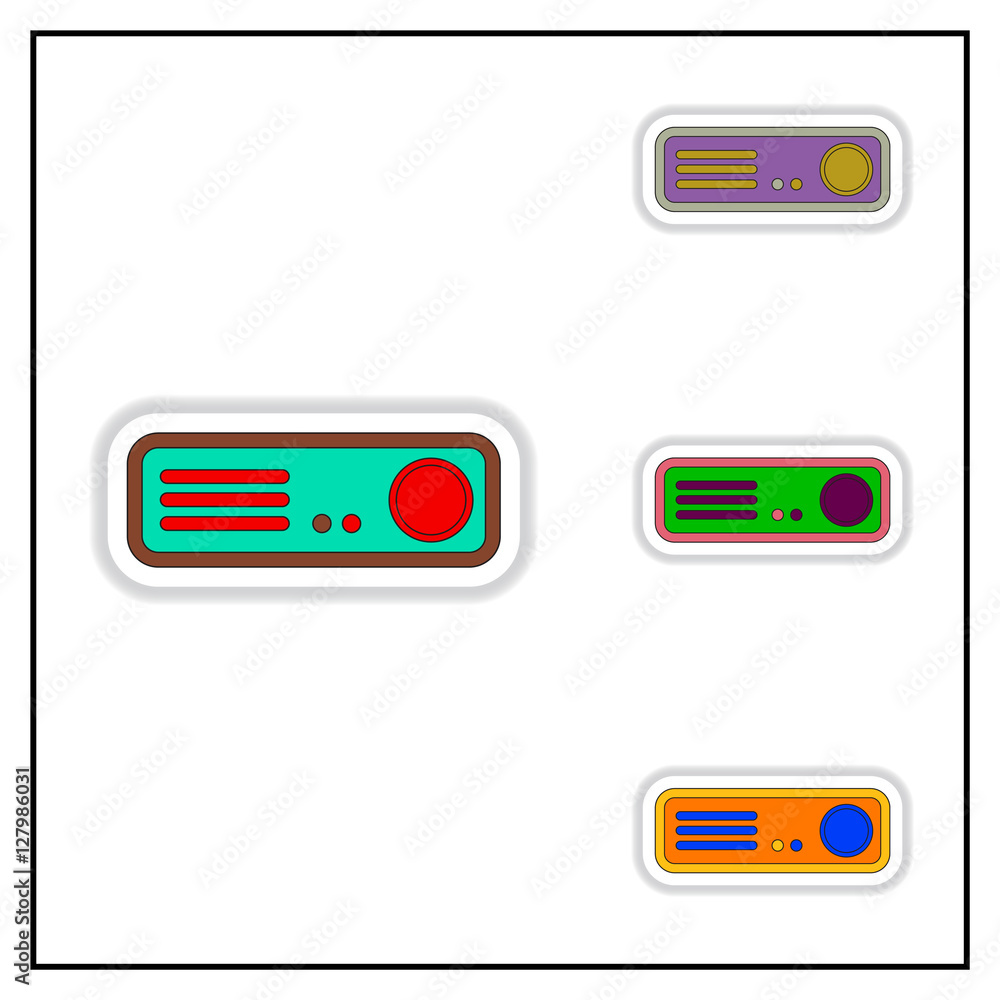 Collection of Vector illustration in paper sticker style Home cinema Collection of Vector illustration in paper sticker style Home cinema