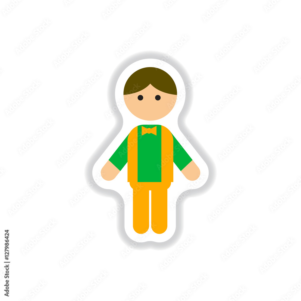 Obraz premium Vector illustration in paper sticker style little boy