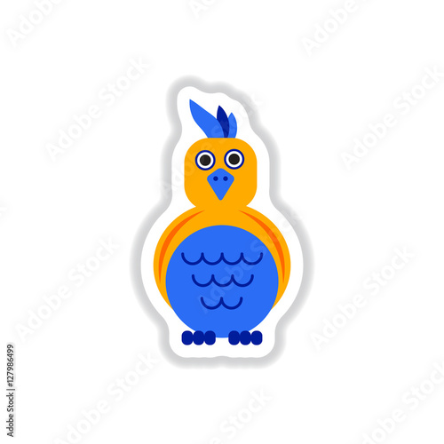 Vector illustration in paper sticker style parrot Cockatoo