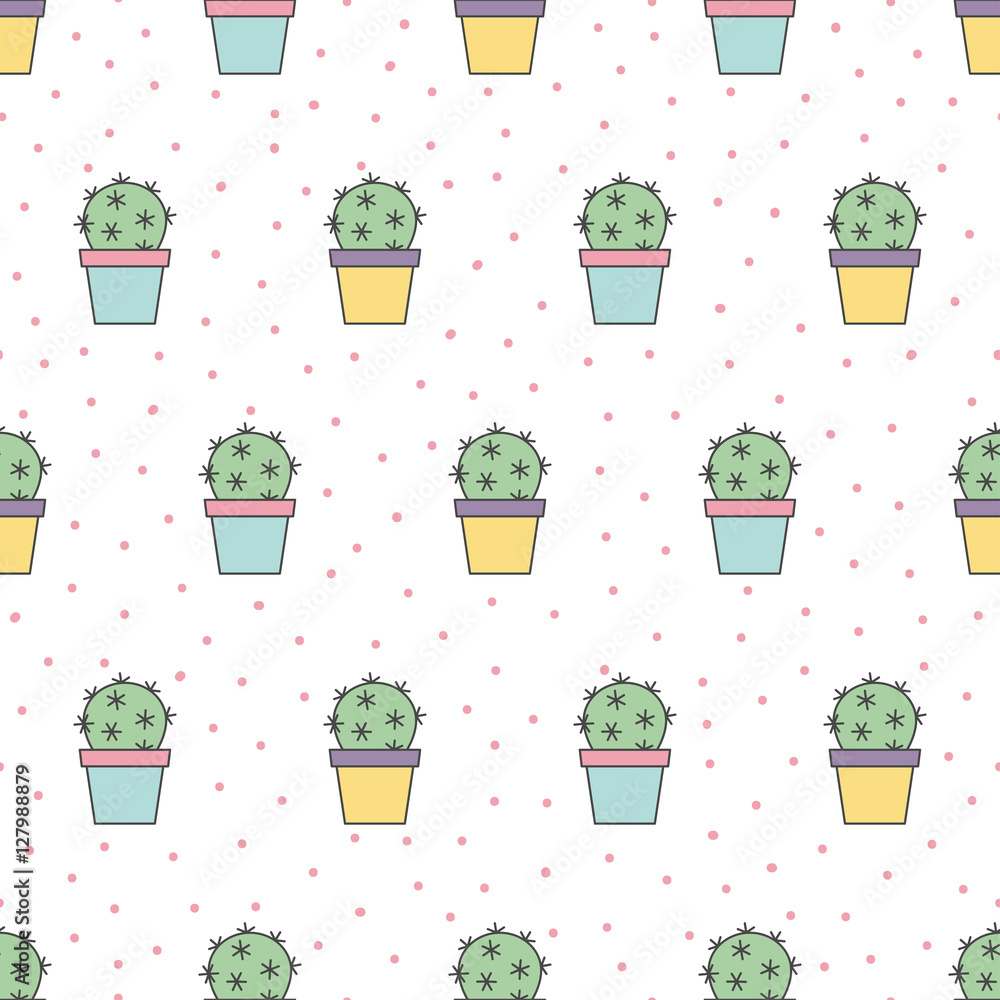 Seamless pattern background with pastel cactus design Seamless pattern background with pastel cactus design
