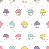Seamless pattern background with colorfull cupcakes