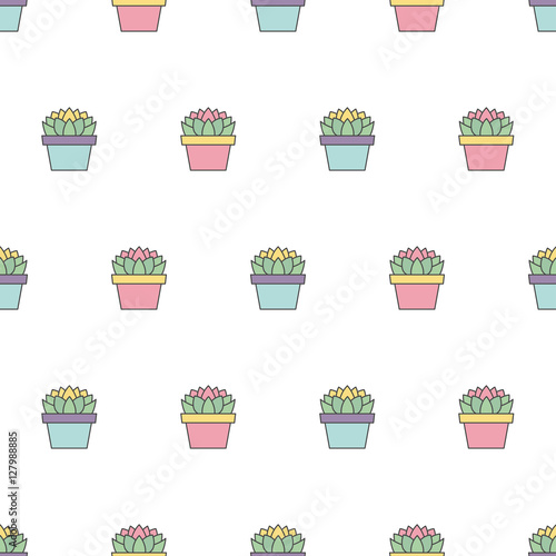 Seamless pattern background with pastel succulents