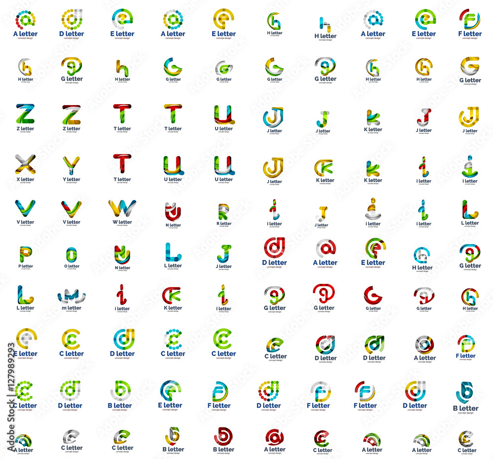 Mega set of letter logo icons