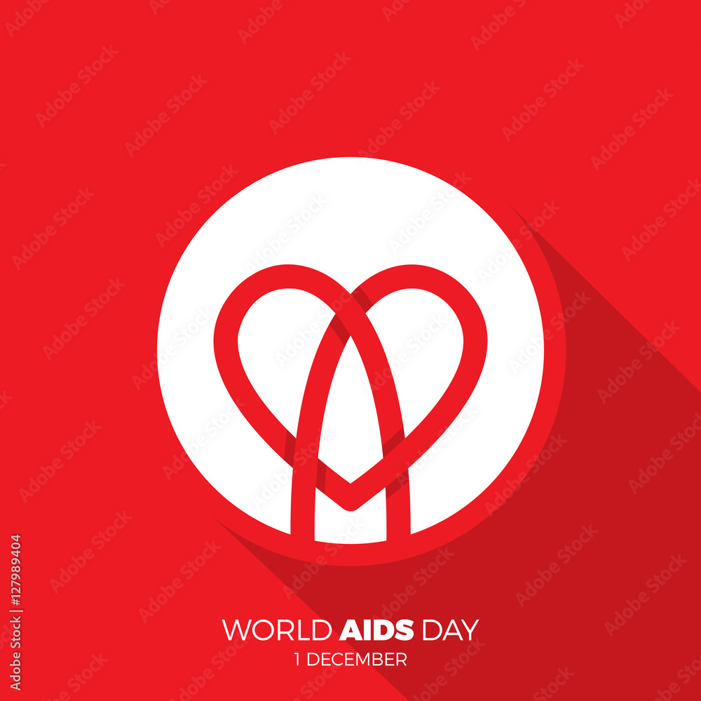 World AIDS day. awareness, red ribbon in heart. HIV STI. logo vector ...