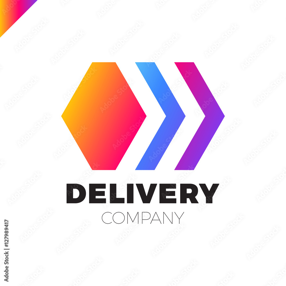 Delivery Box Arrow Logo. Colorful cube Delivery Box Arrow Logo. Colorful cube
