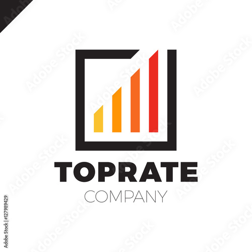 Top Graph logo. Business analytics chart symbol. Square rate logotype