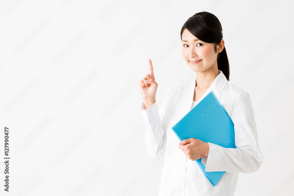 portrait of young asian doctor showing isolated on white background portrait of young asian doctor showing isolated on white background