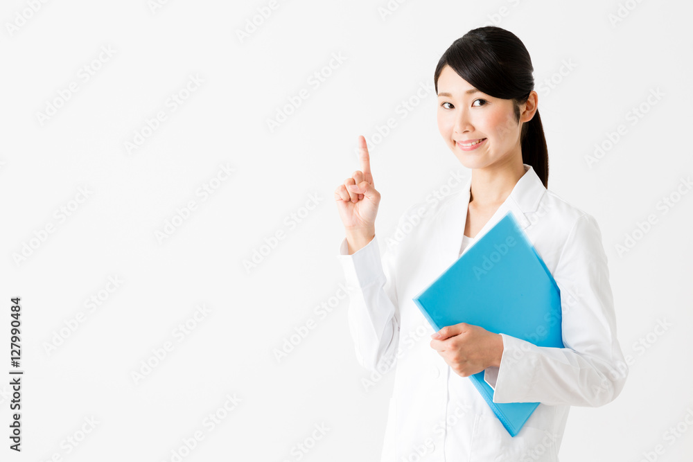 portrait of young asian doctor showing isolated on white background portrait of young asian doctor showing isolated on white background