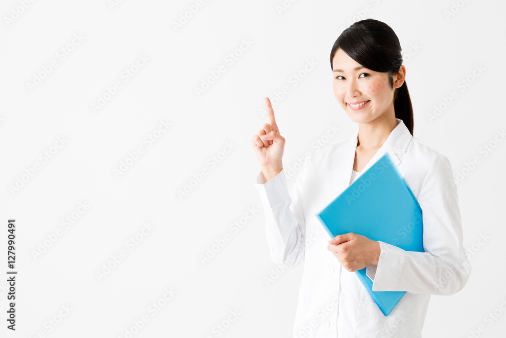 portrait of young asian doctor showing isolated on white background portrait of young asian doctor showing isolated on white background