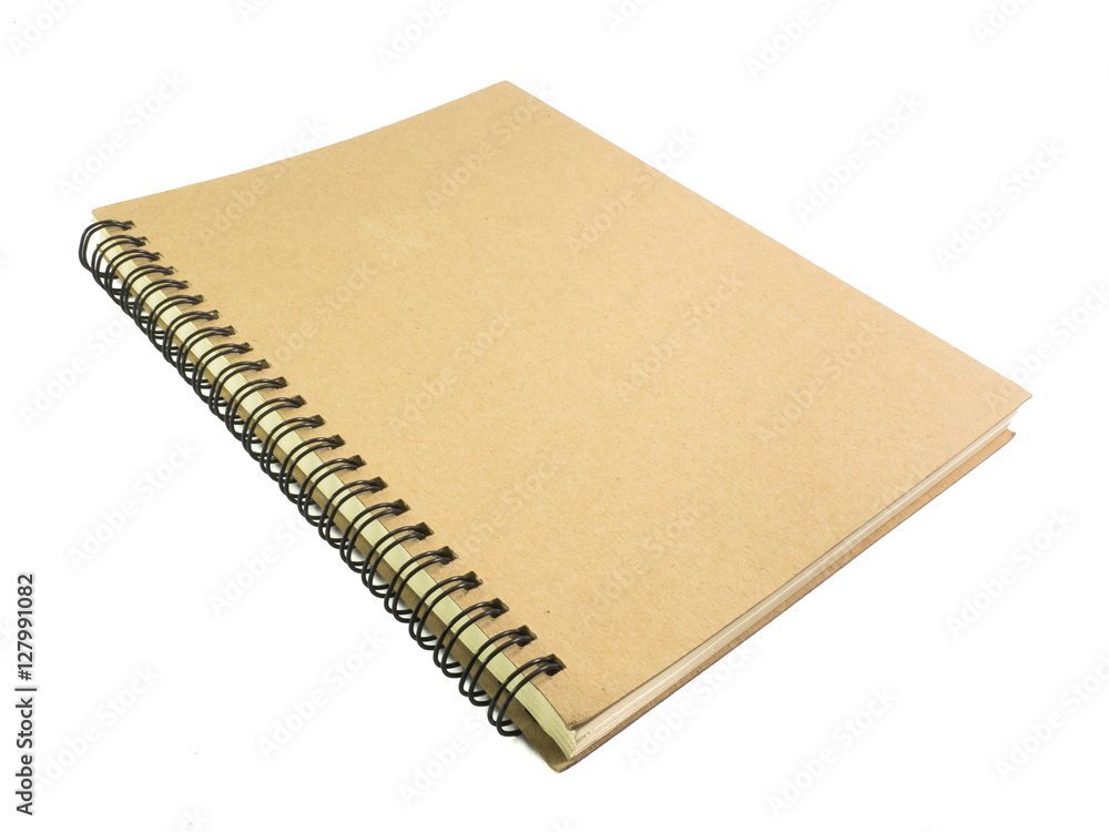 Brown notebook on white background. Brown notebook on white background.