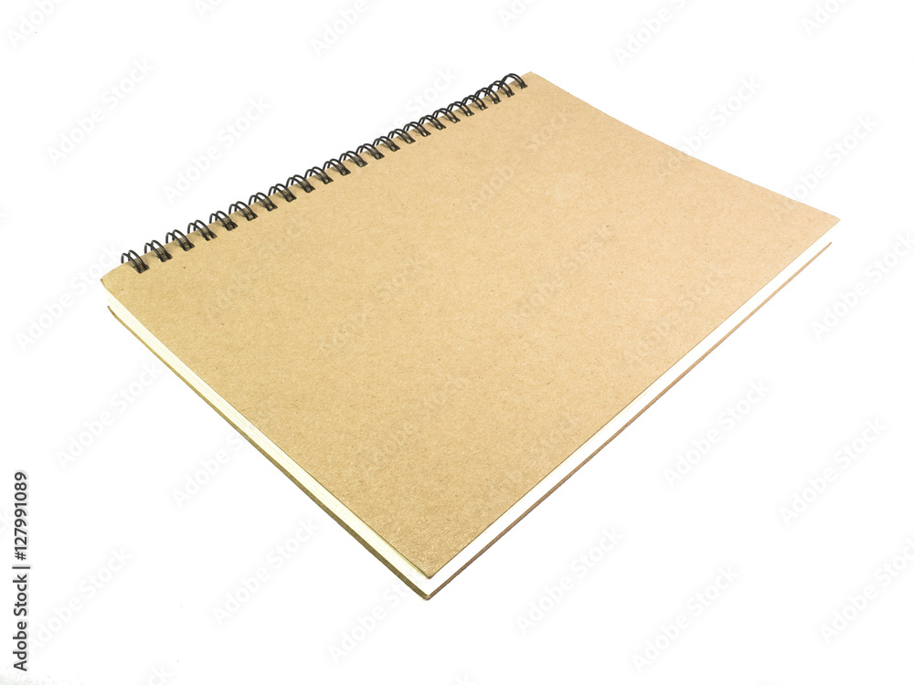 Brown notebook on white background. Brown notebook on white background.