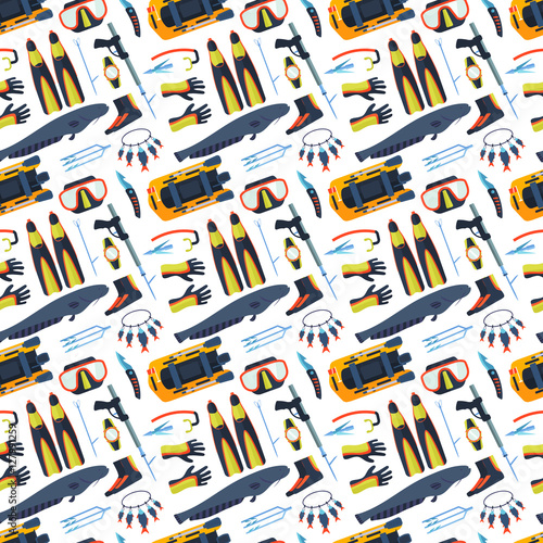 Spearfishing vector set.