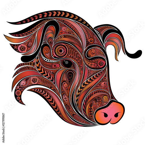 Vector pink pig from a variety of beautiful patterns photo